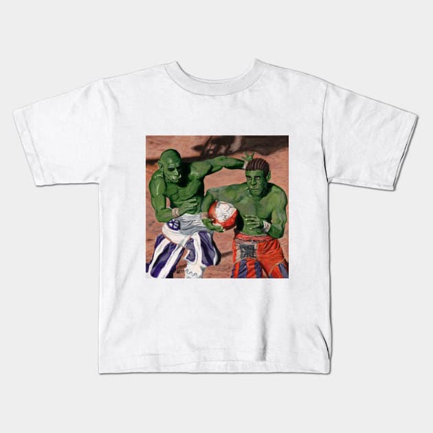 Orc Monsters Fantasy Illustration Kids T-Shirt by Helms Art Creations